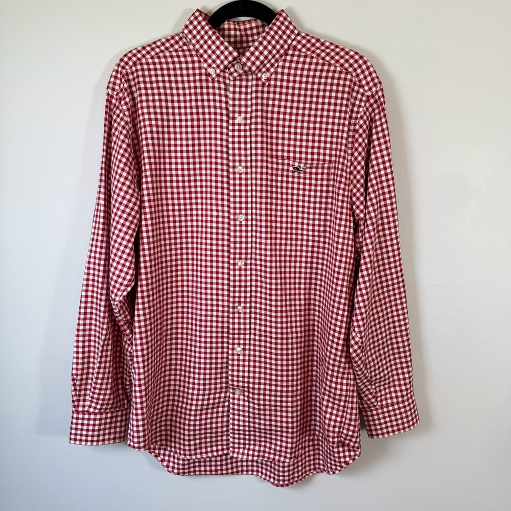 Vineyard Vines Cotton Shirt Red Gingham Check Classic‎ Fit Tucker Button Down M